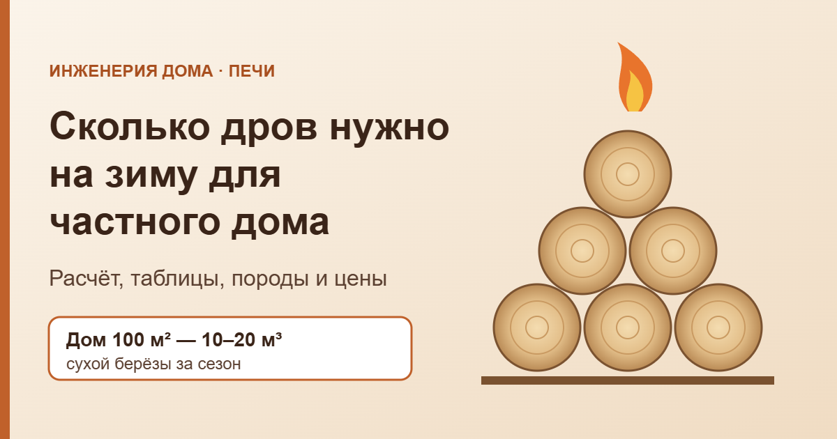 Сколько дров нужно на зиму для частного дома — обложка